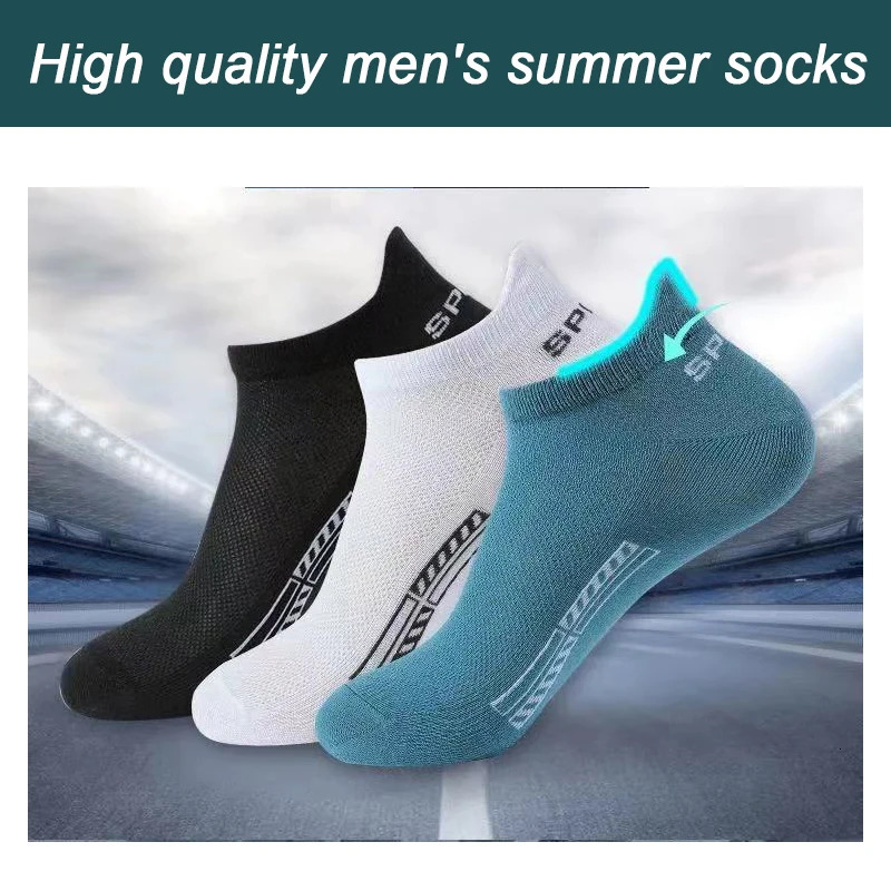 10Pairs High Quality Men Ankle Socks Breathable Cotton Sports Socks Mesh Casual Athletic Summer Thin Cut Short Sokken Size 38-48 251114