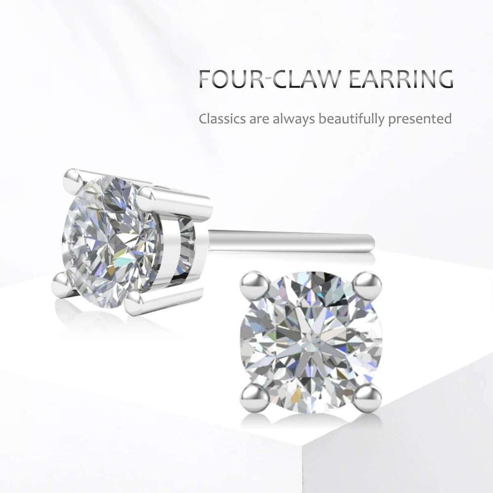 Szjinao D Color 0.3ct To 3ct Moissanite Stud Earrings For Women With Certificate 100% Sterg Sier Wedding Jewelry