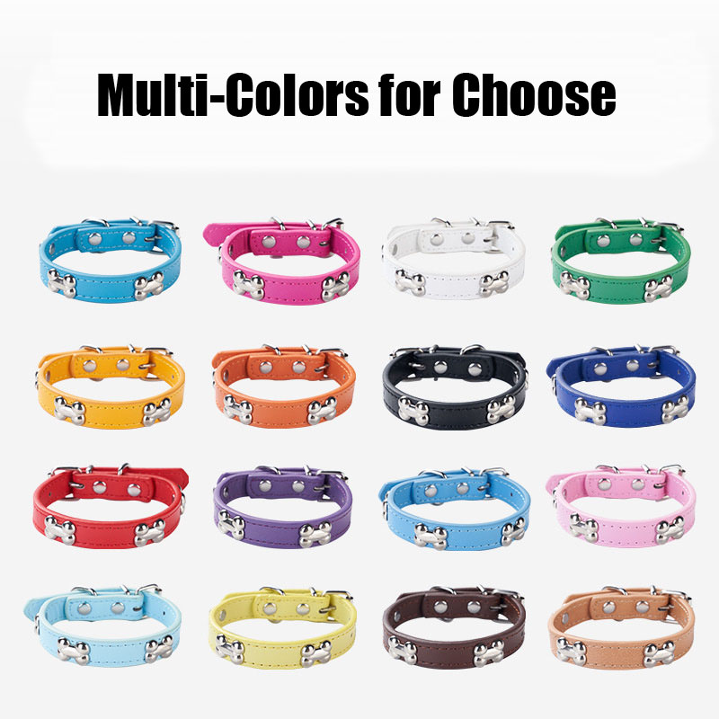 Durable Bone-Shaped Leather Dog Collar - Perfect Fit for Small & Large Dogs