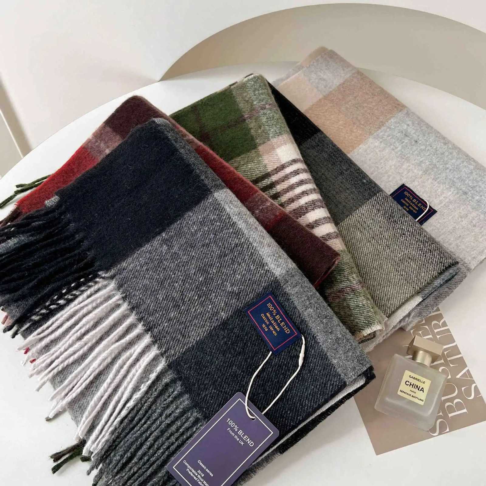 Luxury Korean Style Tassel Patchwork Plaid Scarf Womens Fashion Versatile Neck Protection Warmth Cold Resistance Winter New Arrival Y251115