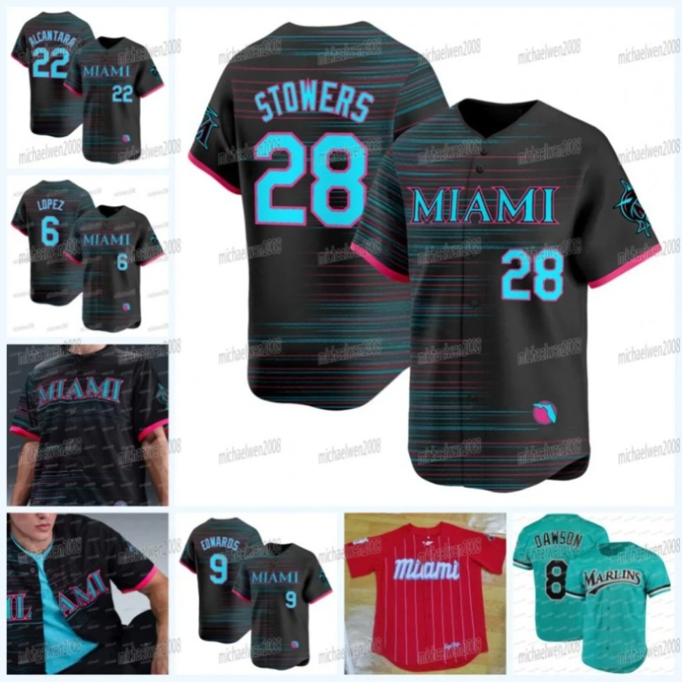 Marlins 2025 City Connect Jersey Stiched Kyle Stowers Otto Lopez Matt Mervis Sandy Alcantara Jonah Bride Xavier Edwards Derek Hill Dane Myers Max Meyer