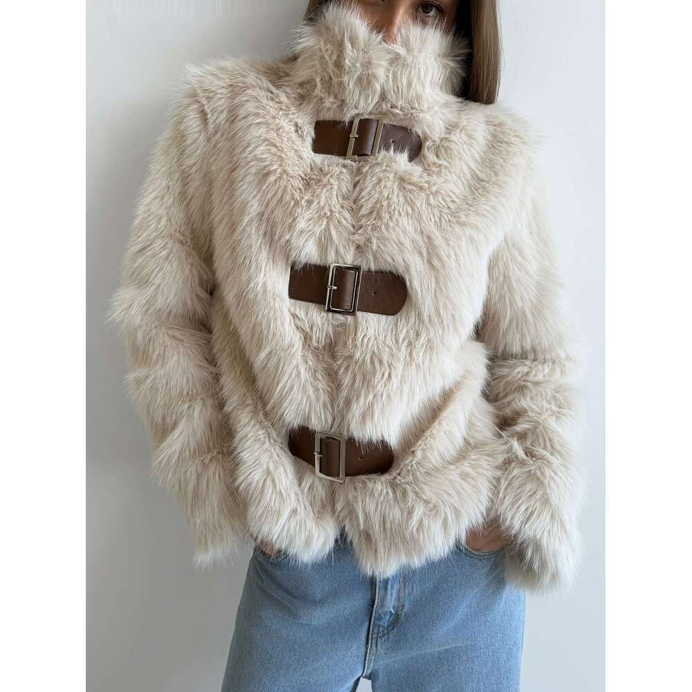 Warm Stylish Faux Fur Coat Women - Plush High Collar Open Front Jacket Suitable For Autumn And Winter Outings winter jacket women
