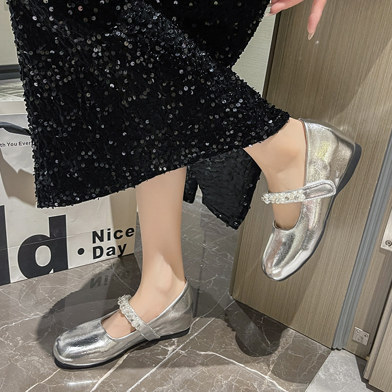 Women's Luxury Ballet Flats New Spring and Autumn Soft Bottom Water Diamond Mary Jane Shoes Classic Bling Designer Casual shoes High quality part