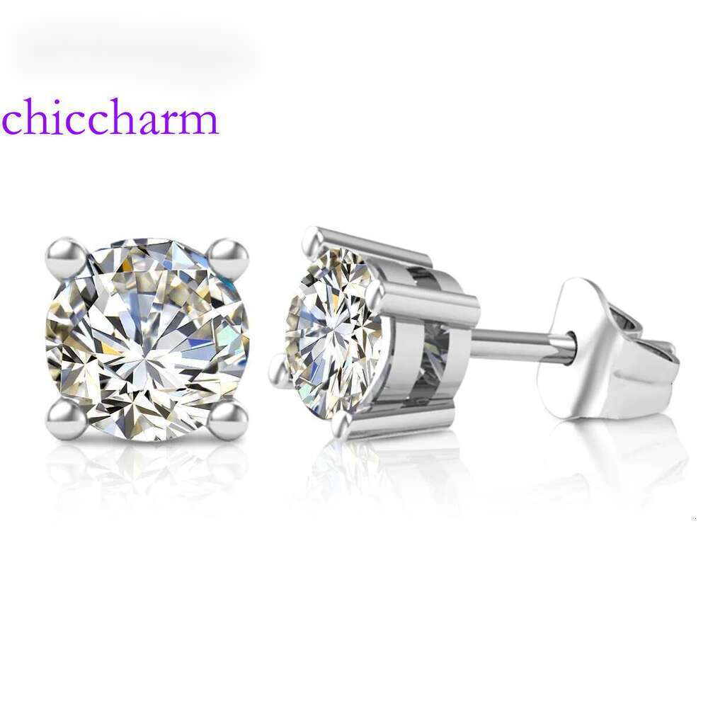 Szjinao D Color 0.3ct To 3ct Moissanite Stud Earrings For Women With Certificate 100% Sterg Sier Wedding Jewelry