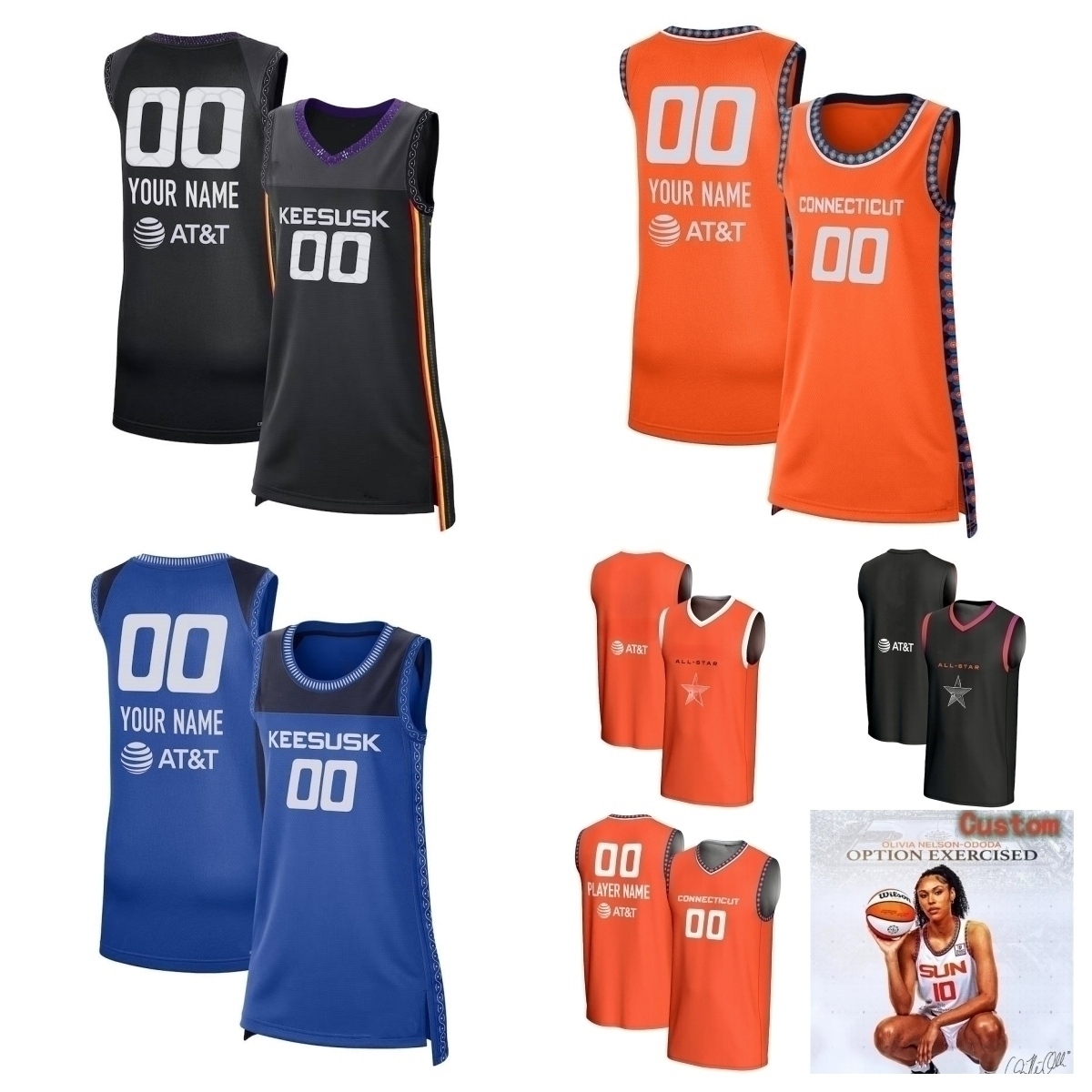 Tina Charles Connecticut Sun Jersey Basketball Marina Mabrey Olivia Nelson-Ododa Saniya Rivers Bria Hartley Jacy Sheldon Haley Peters Kariata Diaby Men Women Youth