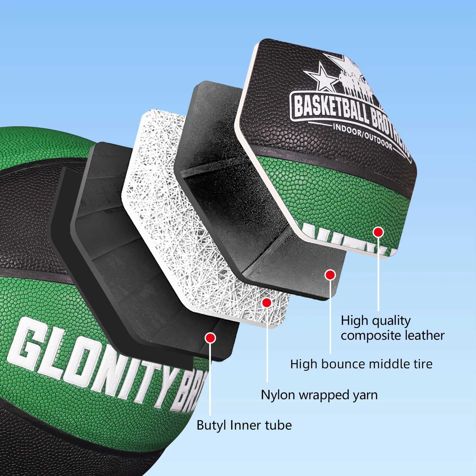 High Quality Black Green Size5/6/7 PU Competition Basketball InOutdoor Standard Ball MensWomens Dribbling Training Ball TeamW251115