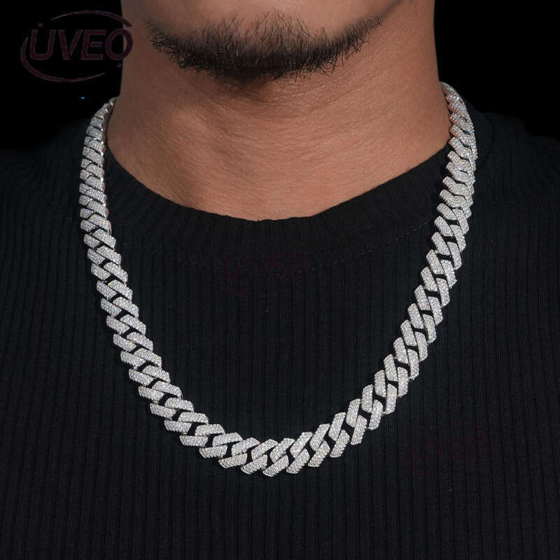 925 Sterling Silver Jewelry Gold Iced Out VVS Moissanite Cuban Ring Hiphop Pass Dias Tester Cuban Link Chains Pendant Fashion Women Gift Moissanite Ch