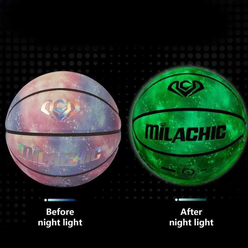 Luminous Basketball Night Reflective Football Glow In The Dark Basketball Size 7 For Adults Outdoor Sports Team Training BallW251115