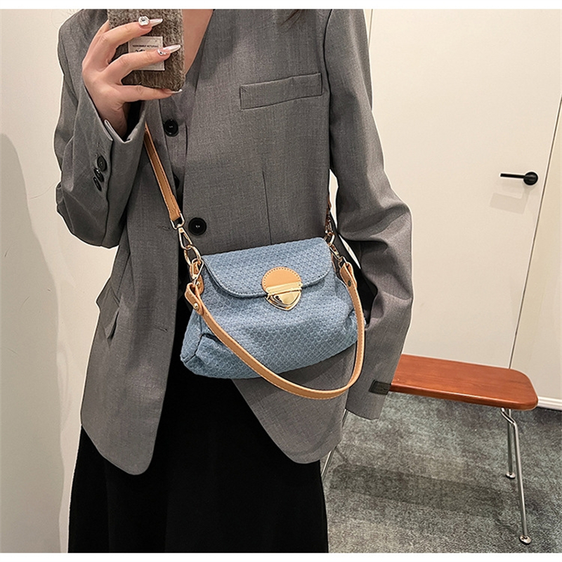 Designer free shipping designer for womens 2025 new shoulder crossbody denim saddle bag versatile fashionable and simple