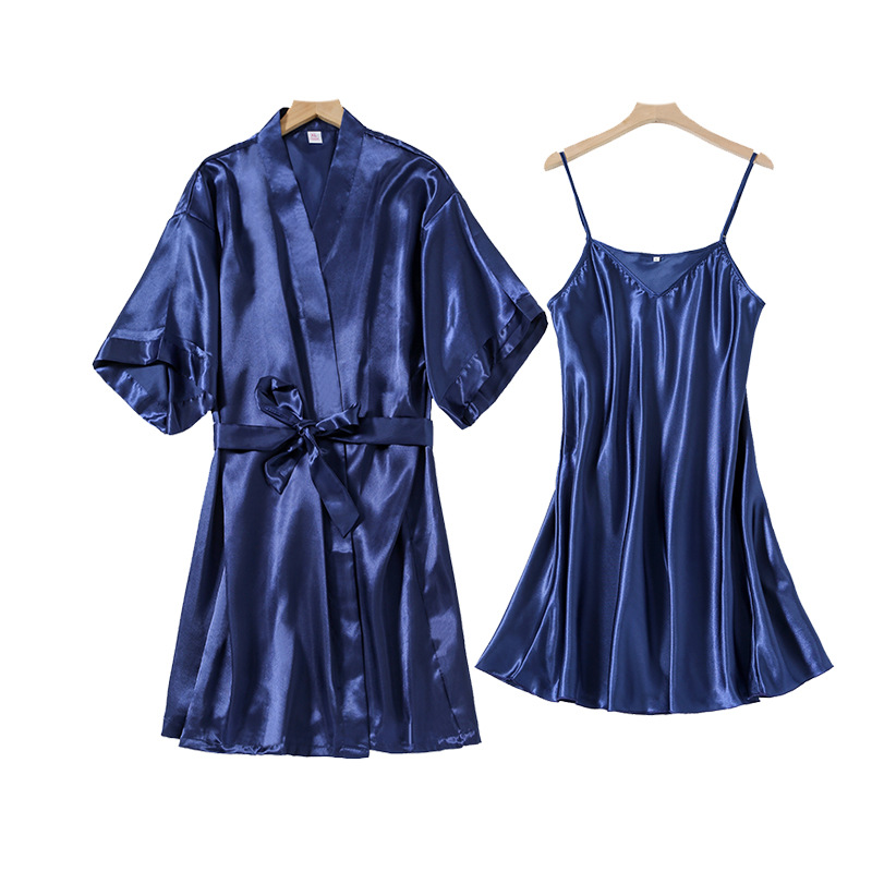 X156-Summer new ice silk suspender nightdress women's thin sexy silk beautiful back pajamas loose large size home clothes