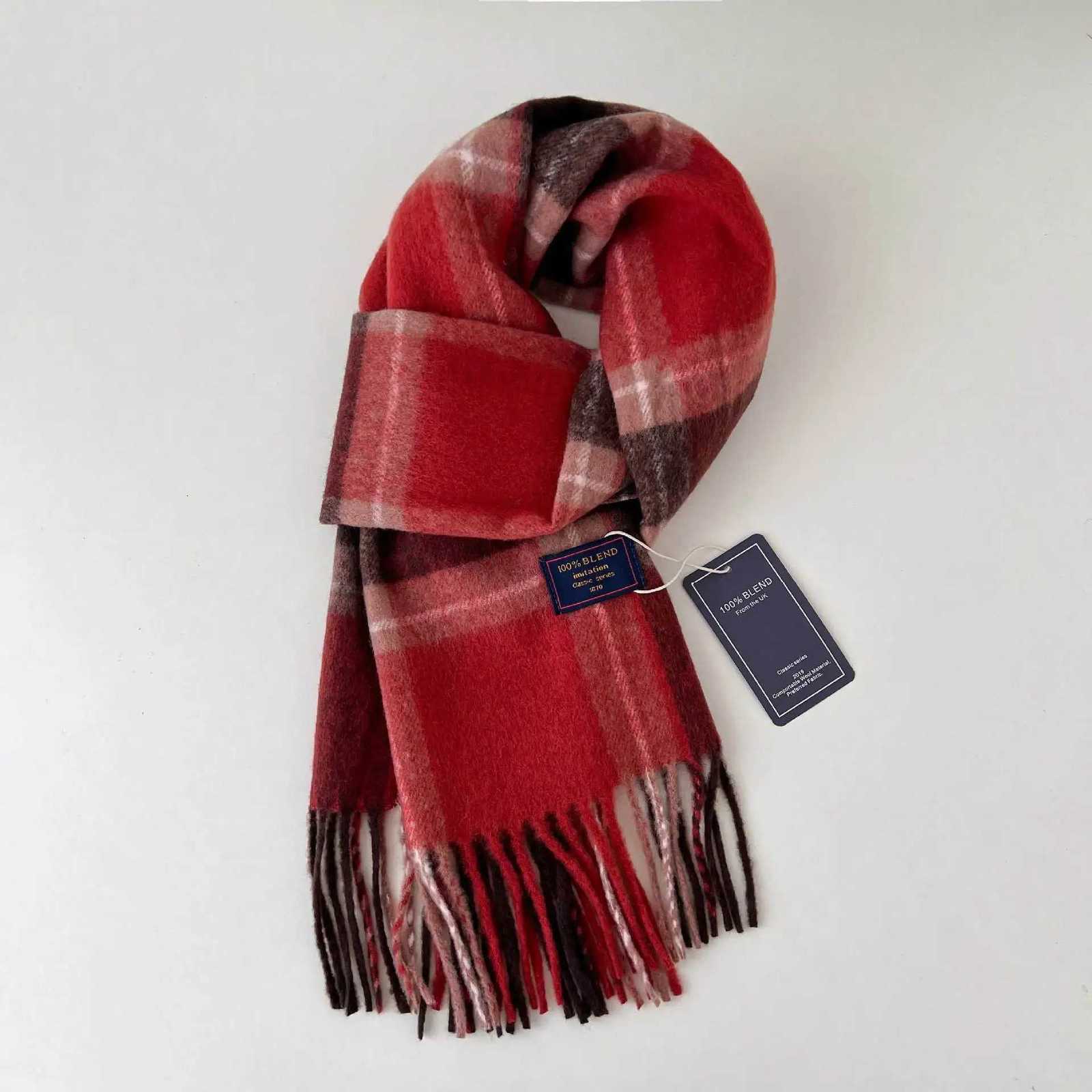 Luxury Korean Style Tassel Patchwork Plaid Scarf Womens Fashion Versatile Neck Protection Warmth Cold Resistance Winter New Arrival Y251115