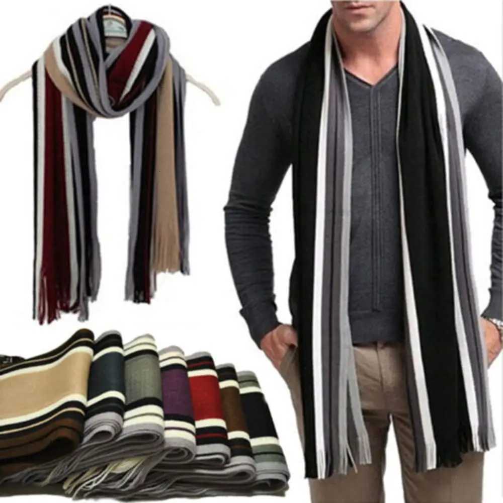 Luxury Cashmere Men Striped Scarf Fashion Thick Tassel Stole Neck Wrap Neck Warm Soft Winter Long Shawl Y251115