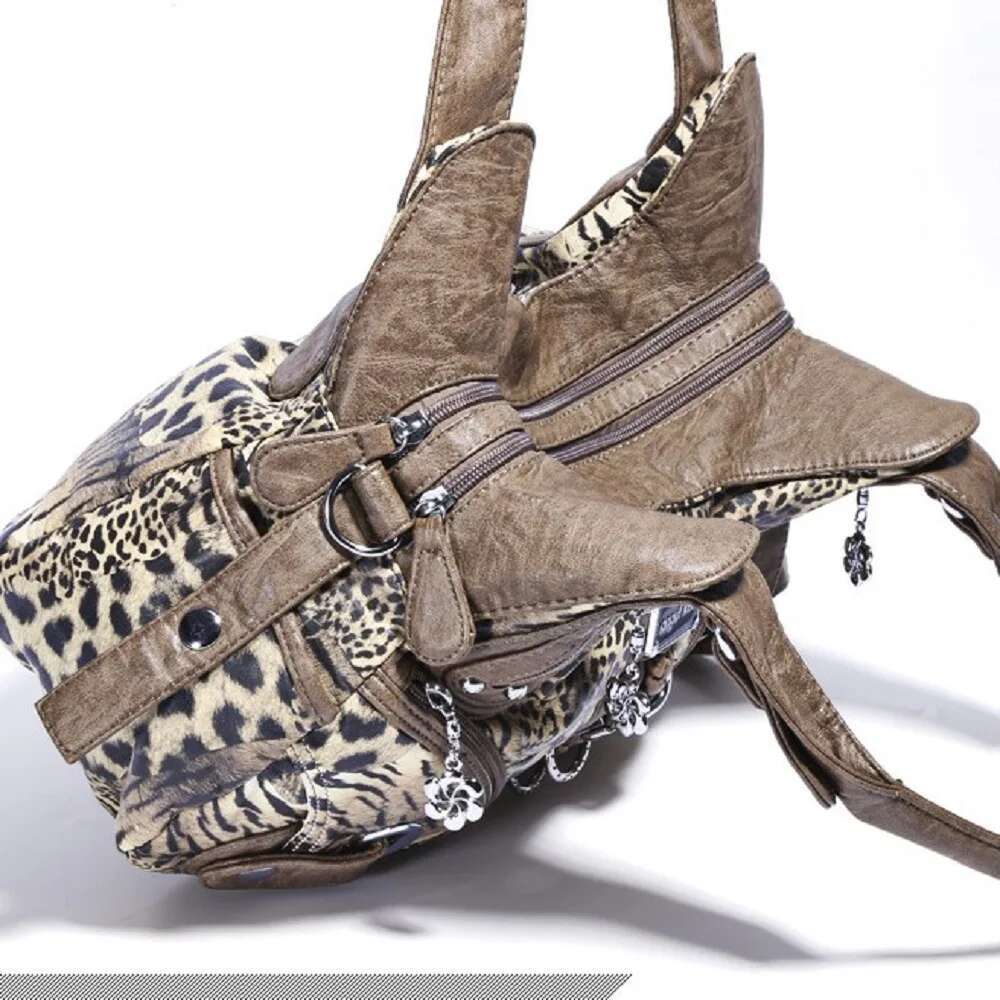 Angelkiss Women Handbags Leopard Top-Handle Handbag Fashion Satchel Dumpg Shoulder Bag Tote Hobos Large Purse