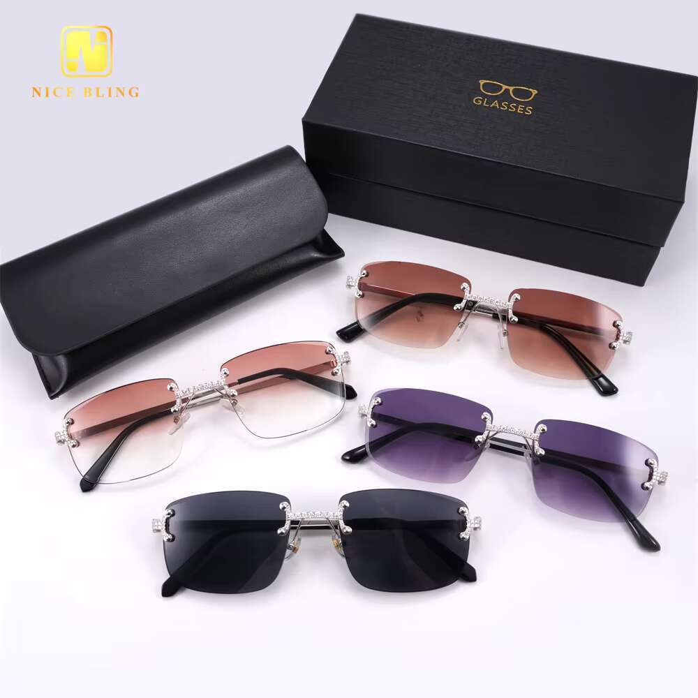 Pass Tester Glasses Custom Iced Out VVS Moissanite Diamond 7 Colors 925 Silver Eyewear Sunglasses Fashion Jewelry Men Women