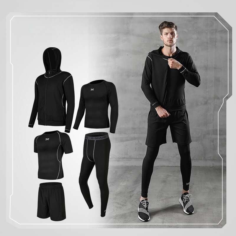 Fitness Men's Tight Fitting Gym Step Basketball Sports Training Suit Summer Five Piece Set Harlan Sweatpants Waterproof Trousers Man Cargo Pants 