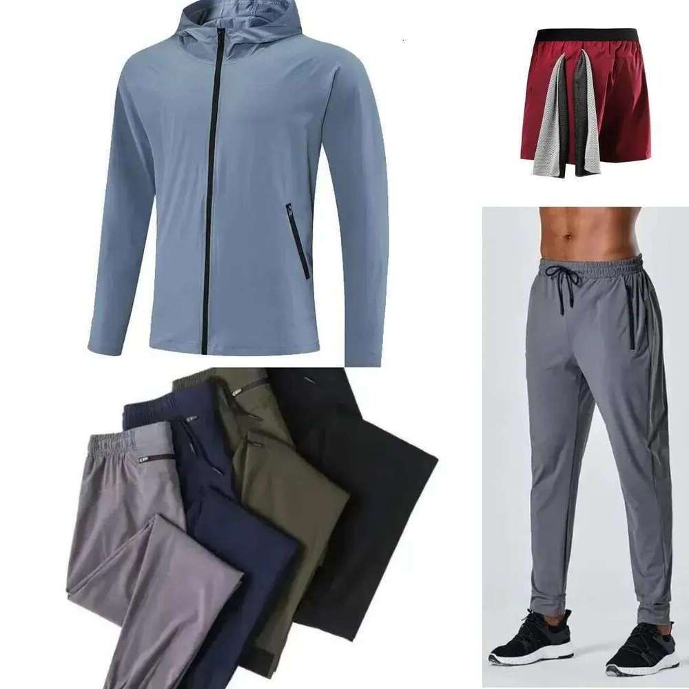 2025 Spring Autumn luluity lemoner jacket pants shirt Mens New Sports Zipper Hooded Jogging Suit Hiking luluity lemoner men set Jacket shirt Thin Fiess Training Wear