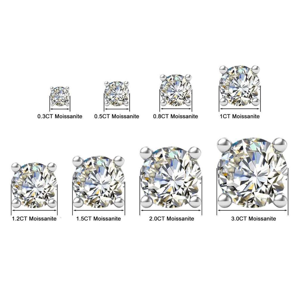 Szjinao D Color 0.3ct To 3ct Moissanite Stud Earrings For Women With Certificate 100% Sterg Sier Wedding Jewelry