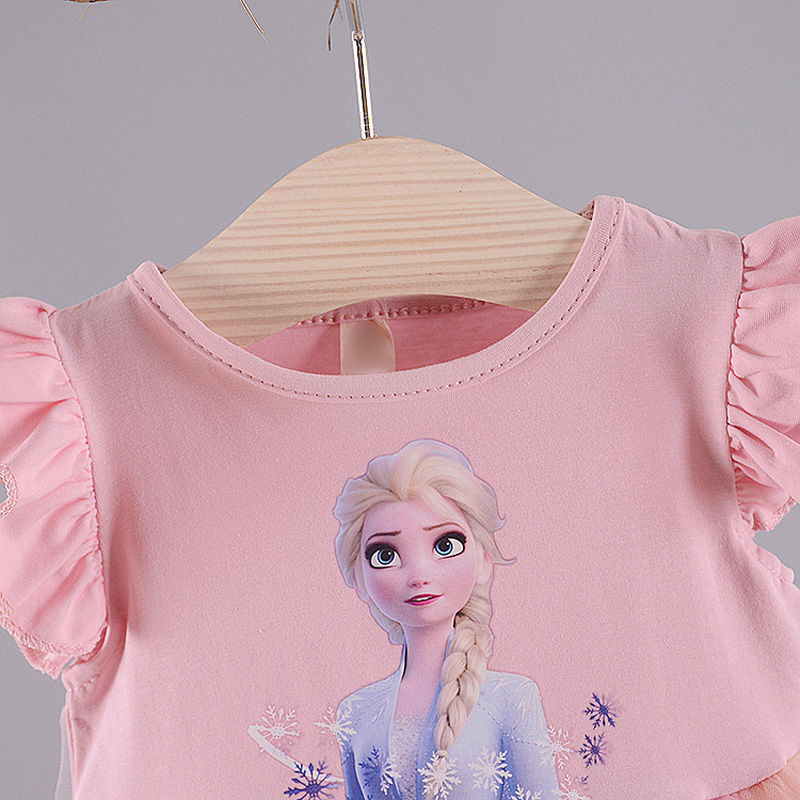 DISNEY kids designer clothes dress summer baby clothes Children's designer Elsa short sleeve dress princess dress for baby girls