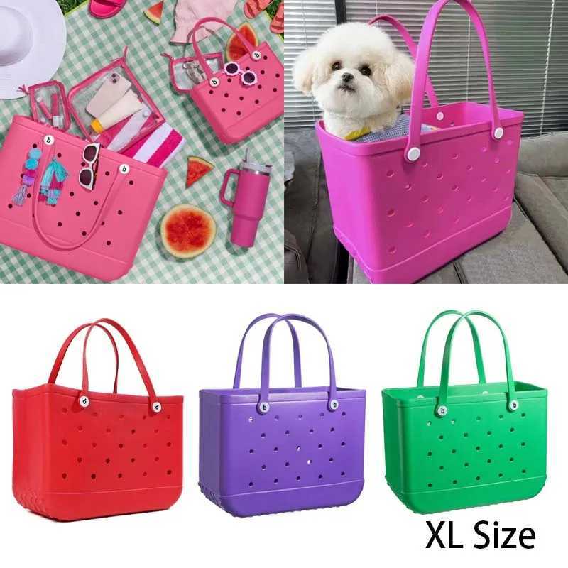 XL Extra Handbag Womens Beach Bag EVA Rubber Waterproof Beach Pool Storage Basket Shopping Picnic Handbag Travel Bag Z250416
