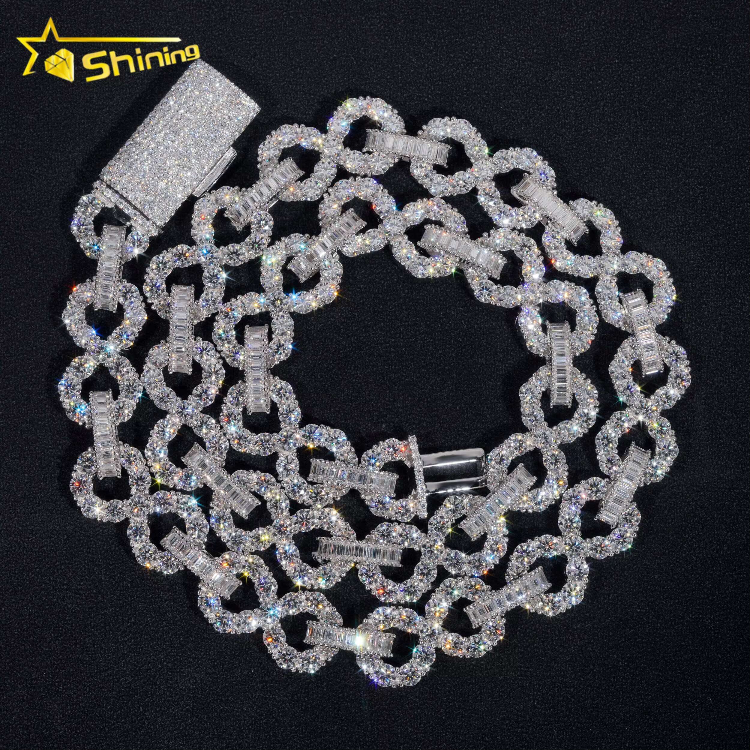 Hip Hop Jewelry 925 Silver Iced Out Infinity Necklace Pass Diamond Tester 16MM VVS Moissanite Diamond Cuban Link Chain