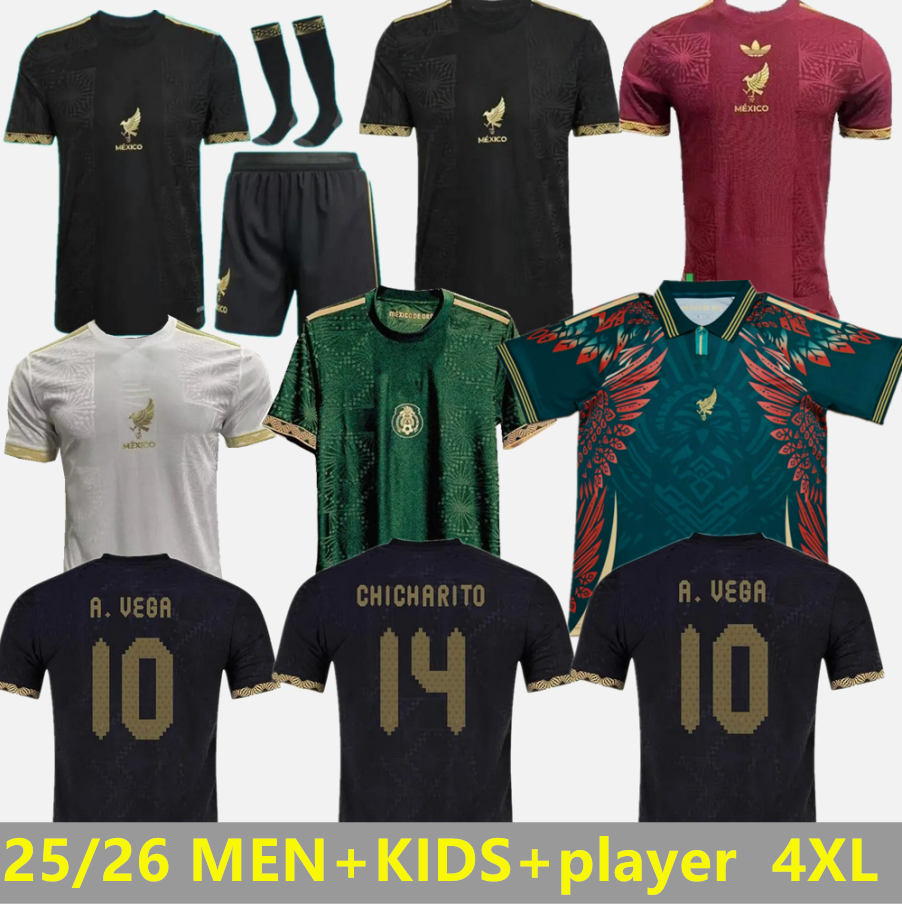 4XL Mexicos Jerseys 2025 2026 Gold Cup Soccer Jerseys 25 26 CHICHARITO H LOZANO GIMENEZ H.LOZANO HOME AWAY Football Shirt Mexique Men Kids Kit uniform