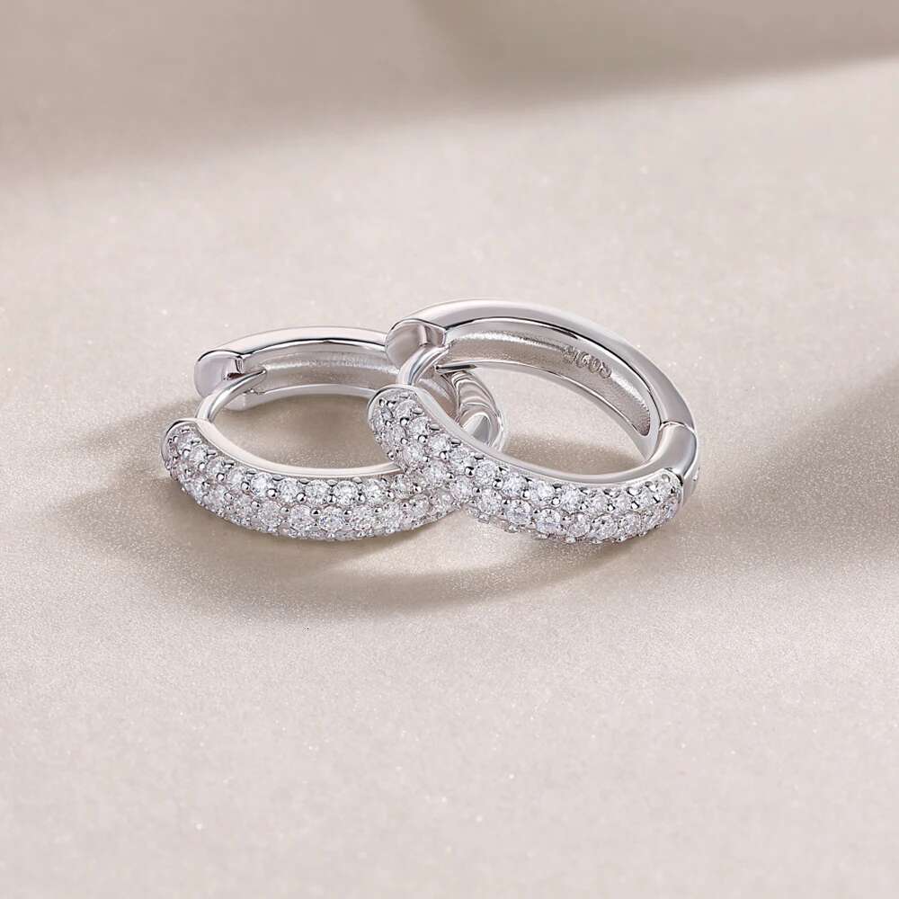 Moissanite Hoop for Women Real Gold Plated Sterg Sier Hypoallergenic Lab Created Dia Hie Earrings