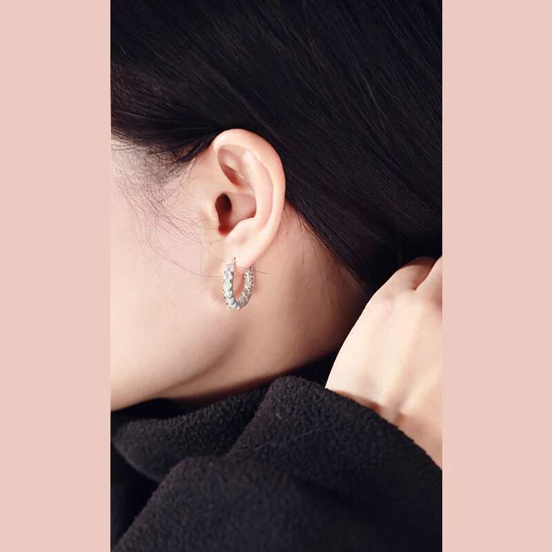 Smyoue Plated Total 2.6CT Full Moissanite Hoop for Women Sparkg Wedding Party Earring Sterg Sier Jewelry
