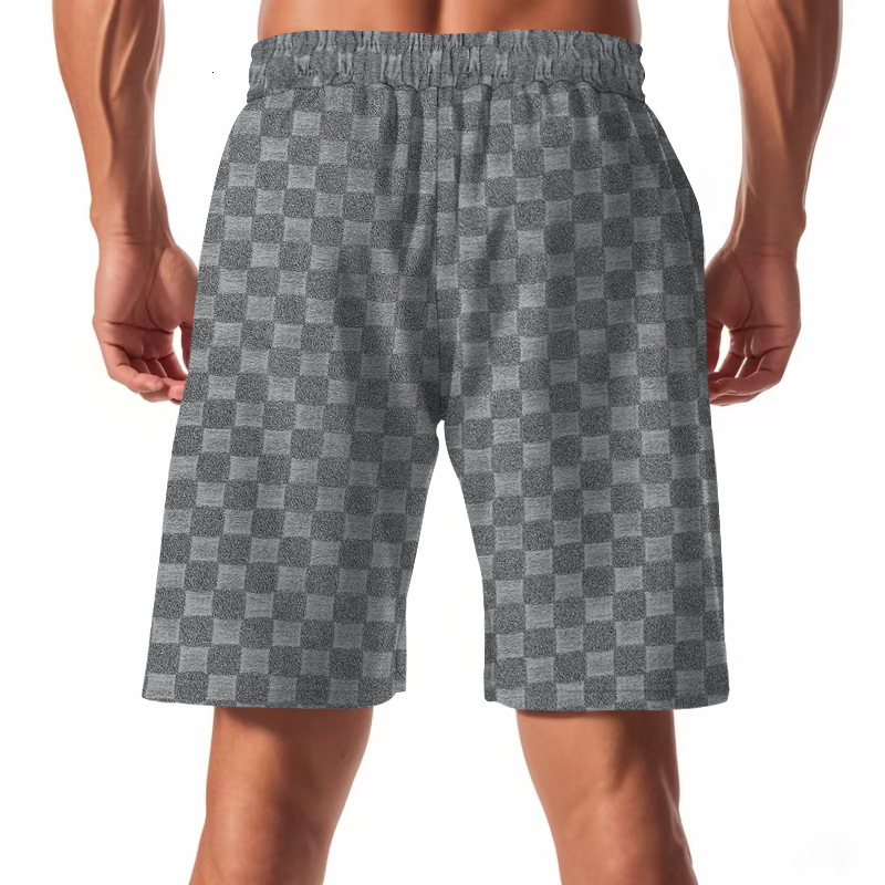 American summer loose casual jacquard checkerboard five quarter men's shorts