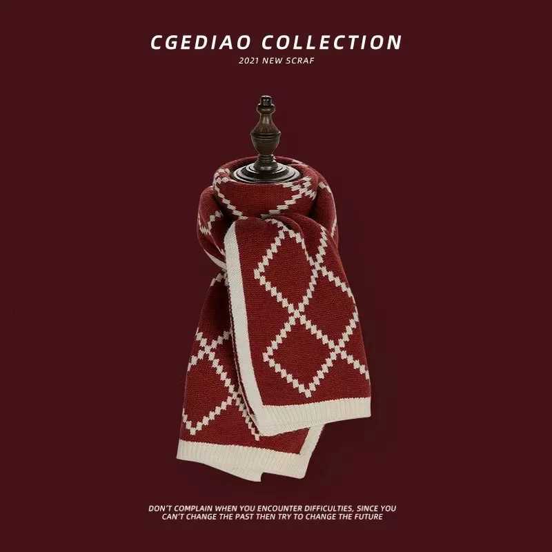 Luxury New Solid Colour Winter Double Sided Multi Colored Hot Selling Versatile High End Warm Thick Knitted Checkered Scarf Neck Y251115