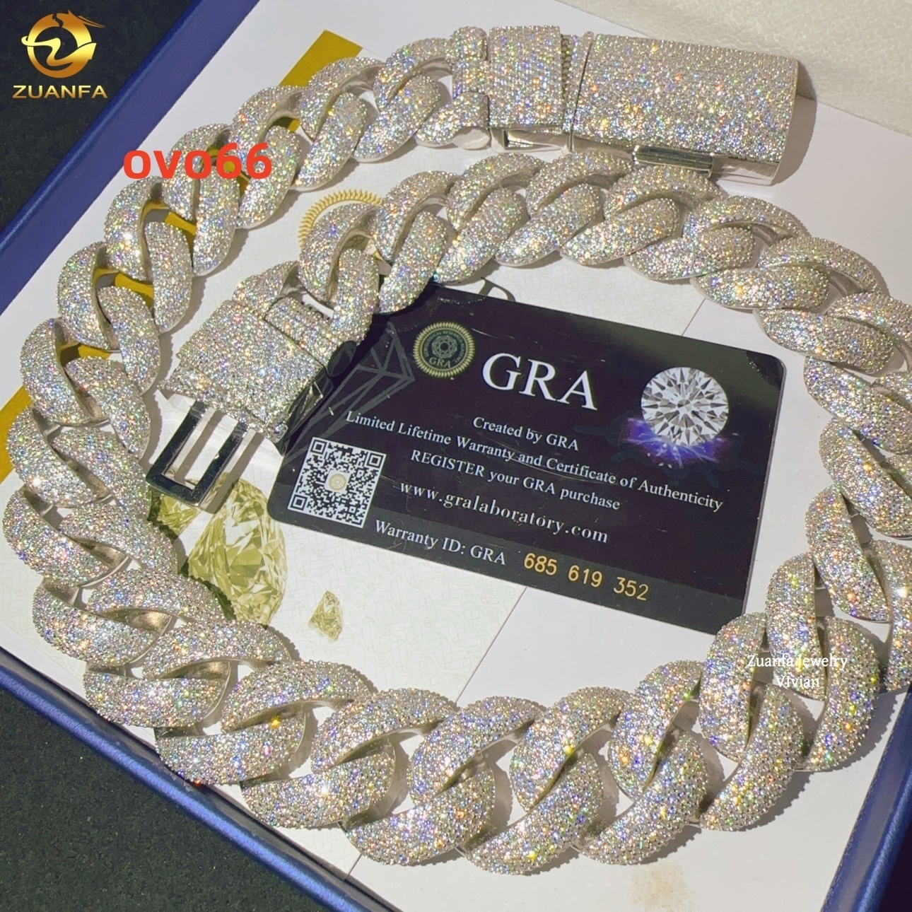 25MM Width Fashion Necklace Bracelet Silver 925 Iced Out Hip Hop Miami D Color VVS Moissanite Diamond Jewelry Cuban Link Chain