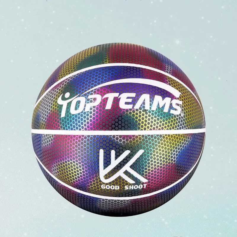 Basketball Size 7 Standard Adult PU Material With Holographic Luminous Reflective Design Training Ball Gift For Sports LoversW251115