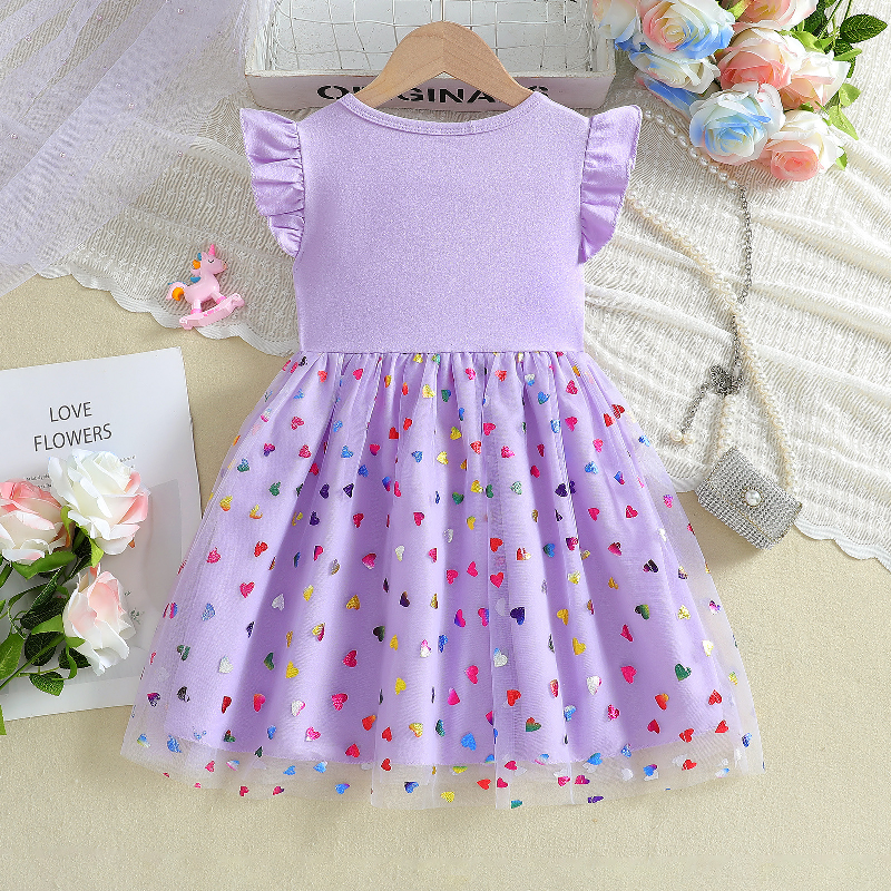 DISNEY kids designer clothes dress short-sleeved unicorn printed mesh baby clothes kids clothes baby girl dress