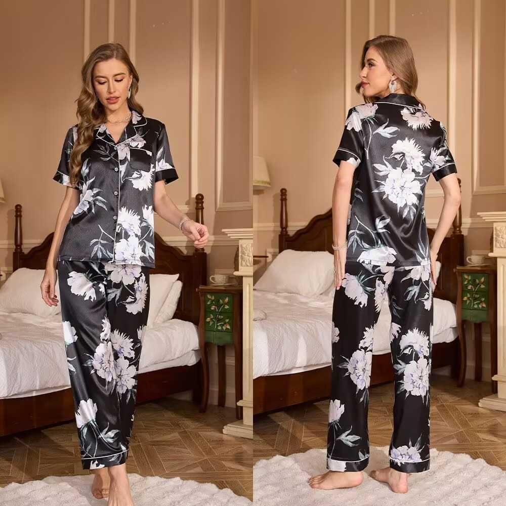 Satin Silk Pajamas for Womens Set pyjamas Button Pigiama Donna pjs Winter jer Pijama Sleepwear Nightwear Pizama Damska 2PcsC241209C250109