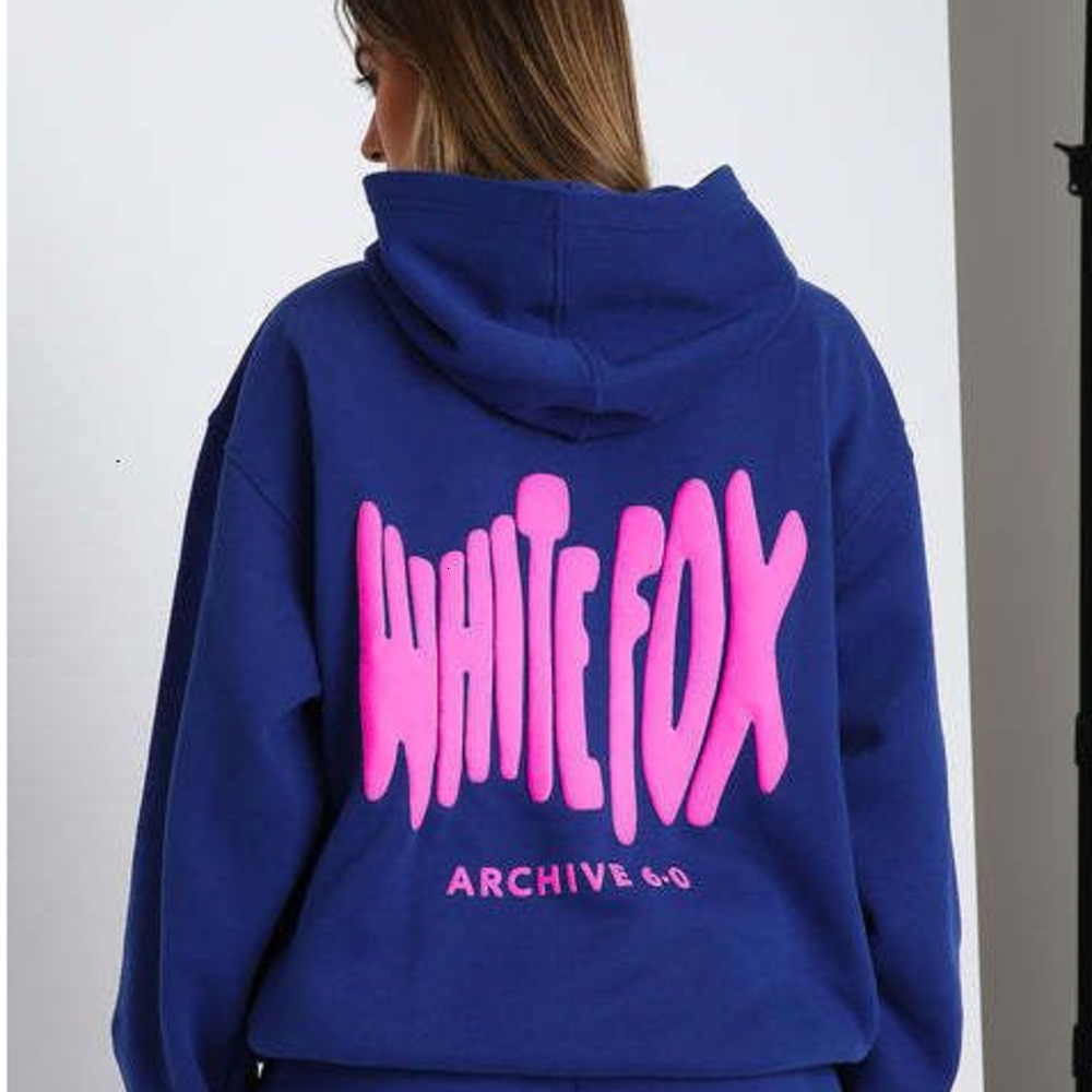 Designer White Foxset Hoodie ze Foam Printed Hooded Sweatshirt Womens Letter Print White Foxsweatshirt Set Autumn Winter High Quality Fashion Blue