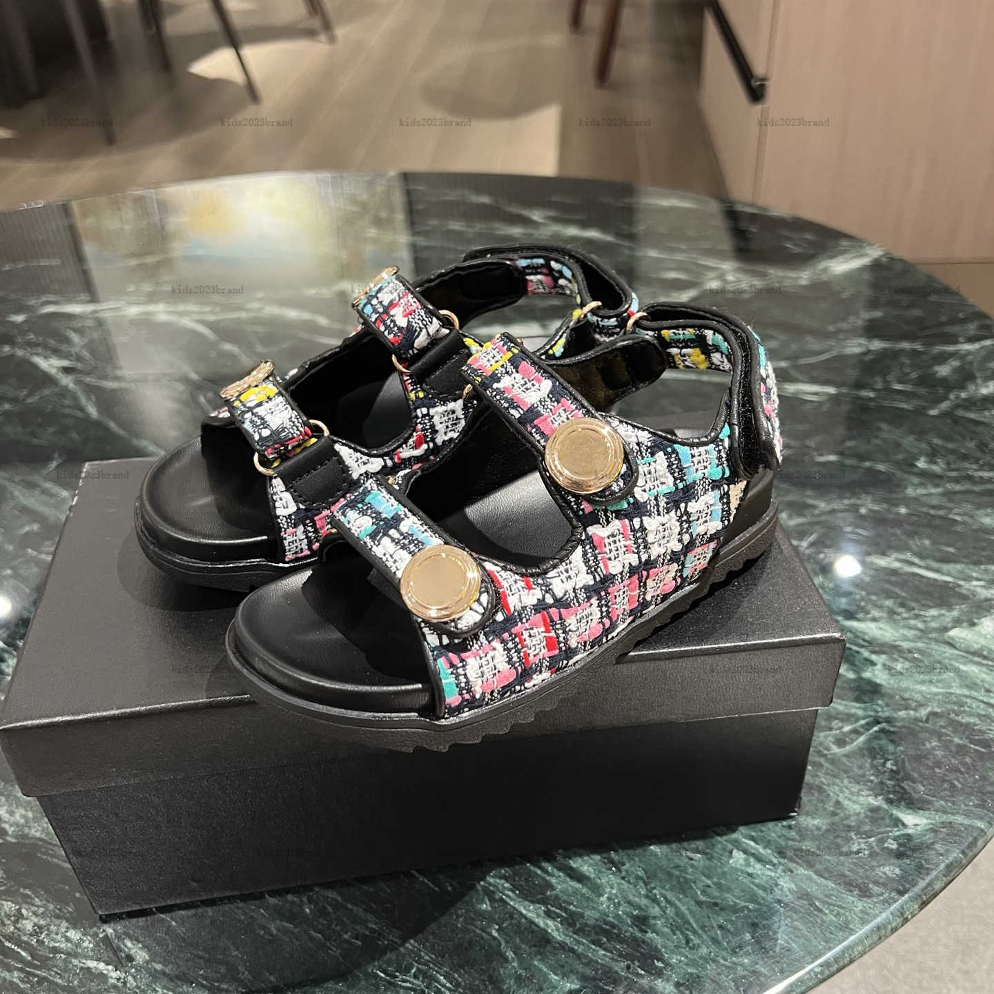 New baby Sandals Linen shoelace design kids shoes size 26-35 Included box High quality summer Child Slippers A276X08N065-b