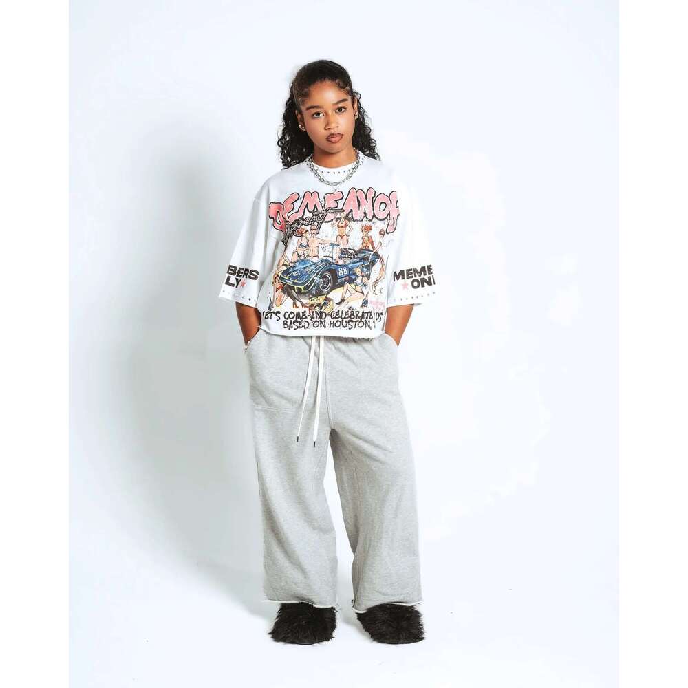 Womens Haruku Klein Stone Embroidery Crop Tees Y2k Gothic Graphic Men Hip Hop Print Long Sleeves T Shirts Cotton Loose Tops