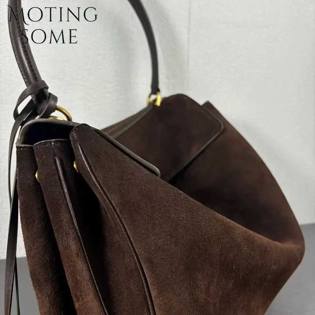 Motingsome New Women Suede Leather Bag Shoulder Handbag and Purses Designer Bags Chic Fashion Lady Trend Satchel 2024 New Z250617