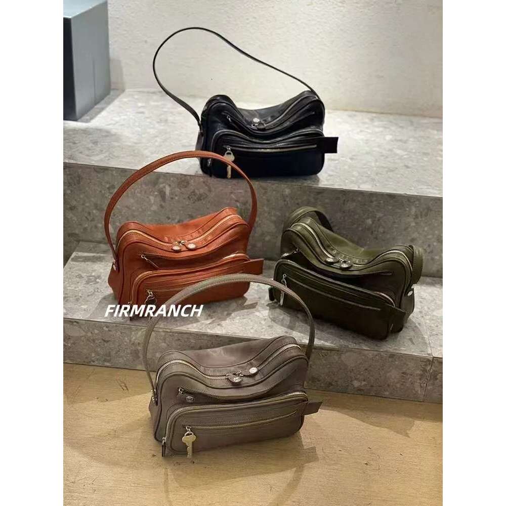 FIRMRANCH Personalized Motorcycle Style Trendy Versatile Multi Zipper Design Women's Square Single Shoulder Underarm Bag Purse