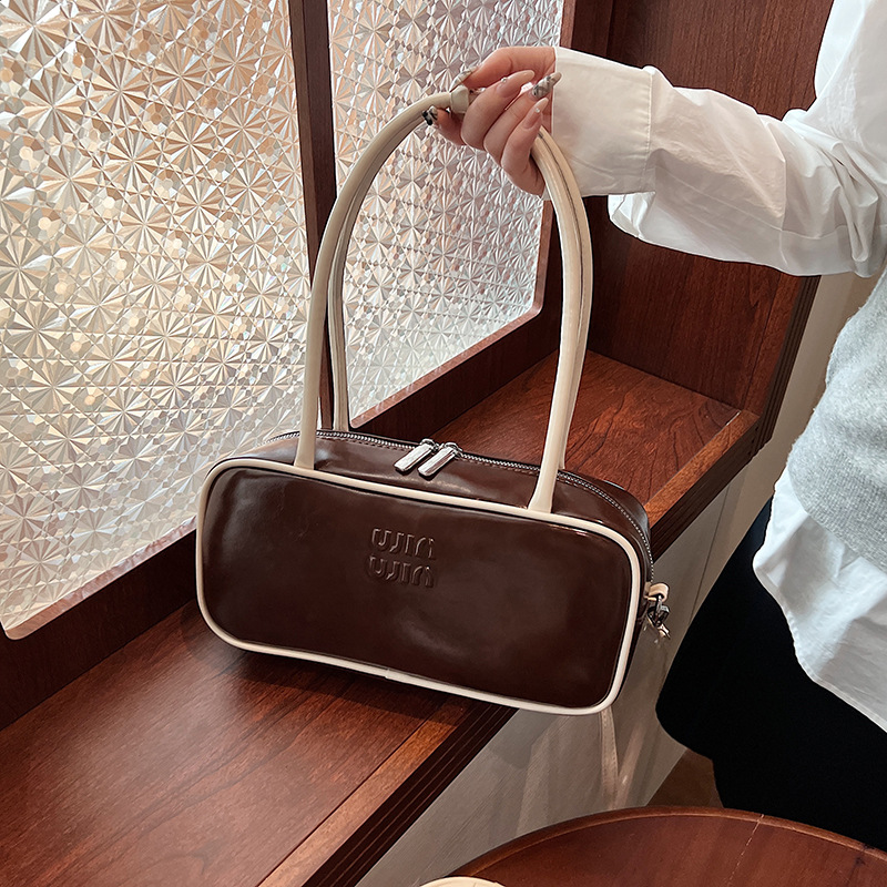 designer bag 2025 Melard bowling handbag large capacity, suitable for commuting simple and versatile briefcase high-quality texture retro small square