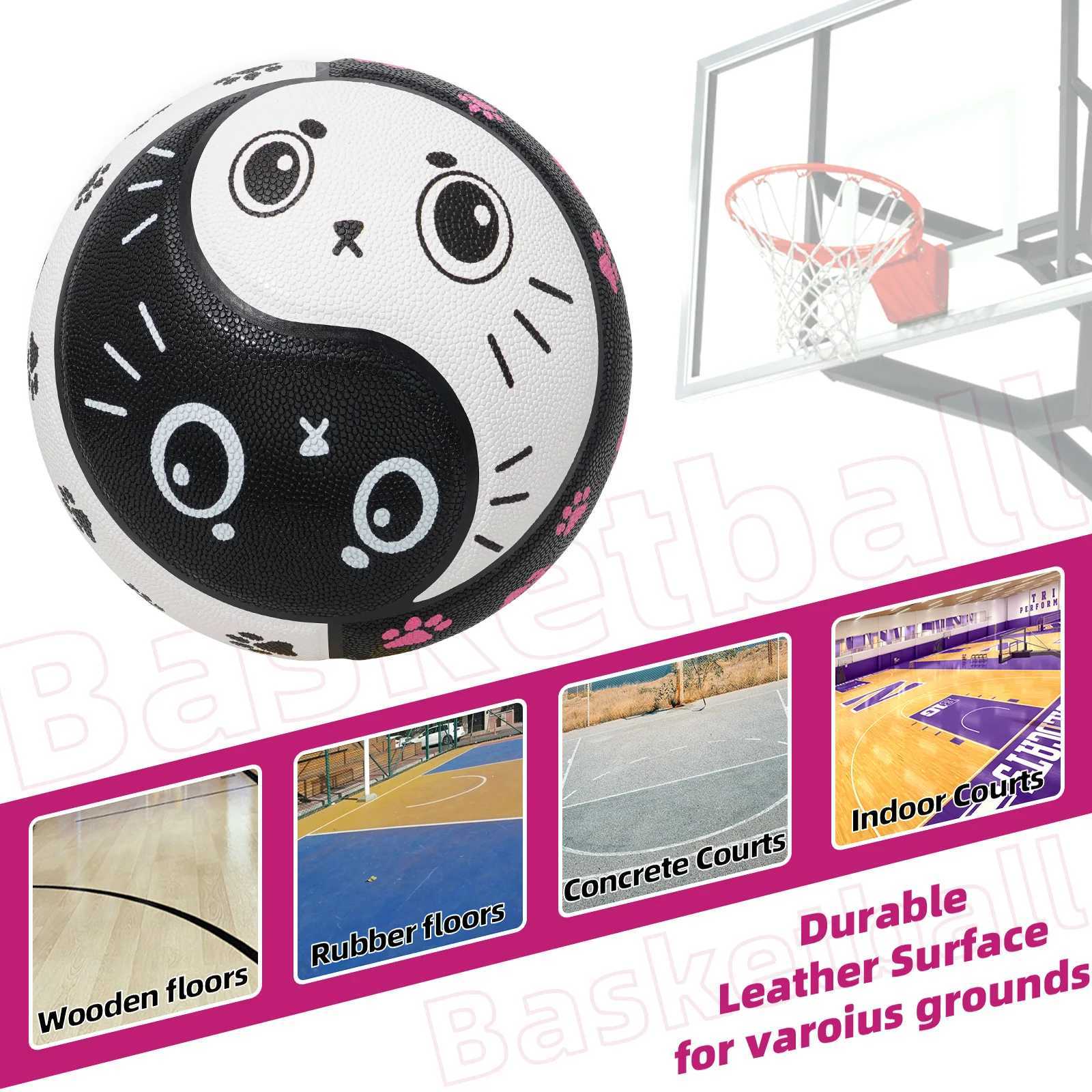 Kuangmi PU Basketball Tai Chi Design with Cute Cat Prints Indoor/Outdoor Use High Bounce Anti-Slip Size7 295 KMbb621W251115