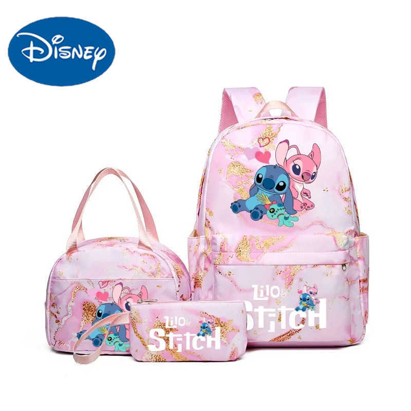 Disney Lilo Stitch Anime Printing Backpack Set Comes with Lunch Bag and Pencil Bag Large Capacity Lightweight Breathable Outdoor KnapsackXJ250417