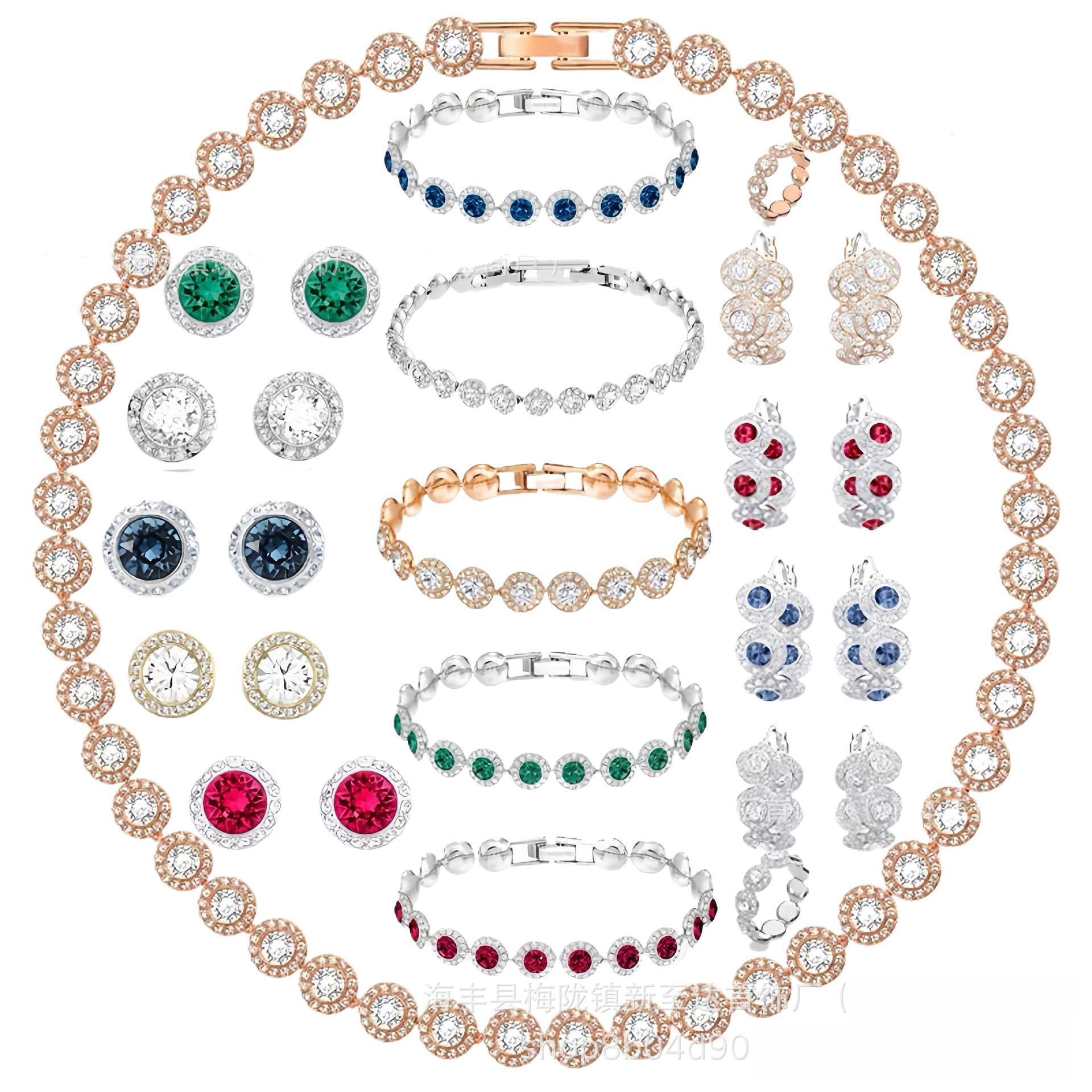 Free Shipping Of Designer Bracelets Shijia Roman Luxury Jewelry Una Series Necklace Set Crystal Inlaid Round Cut Dazzling Charm Bracelet Niche