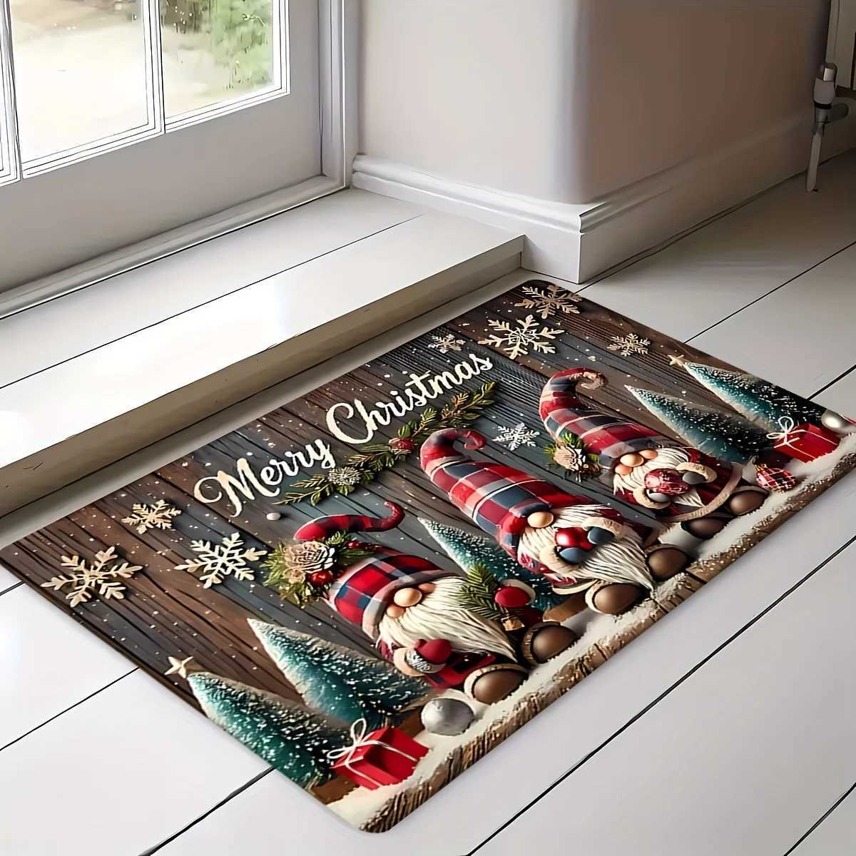 VIKAMA Christmas Carpet Three Santa Claus Doormat Entrance Welcome Mat Outdoor Carpet Rug For Bedroom Living Room Home DecoratioM251117