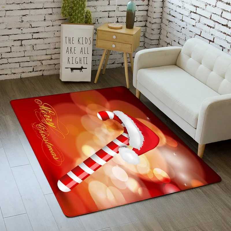 Christmas Santa Claus Rug Carpet Mat for Living Room Home Decoration Merry Christmas with Tree Candy Cane Snowflake PlaidM251117