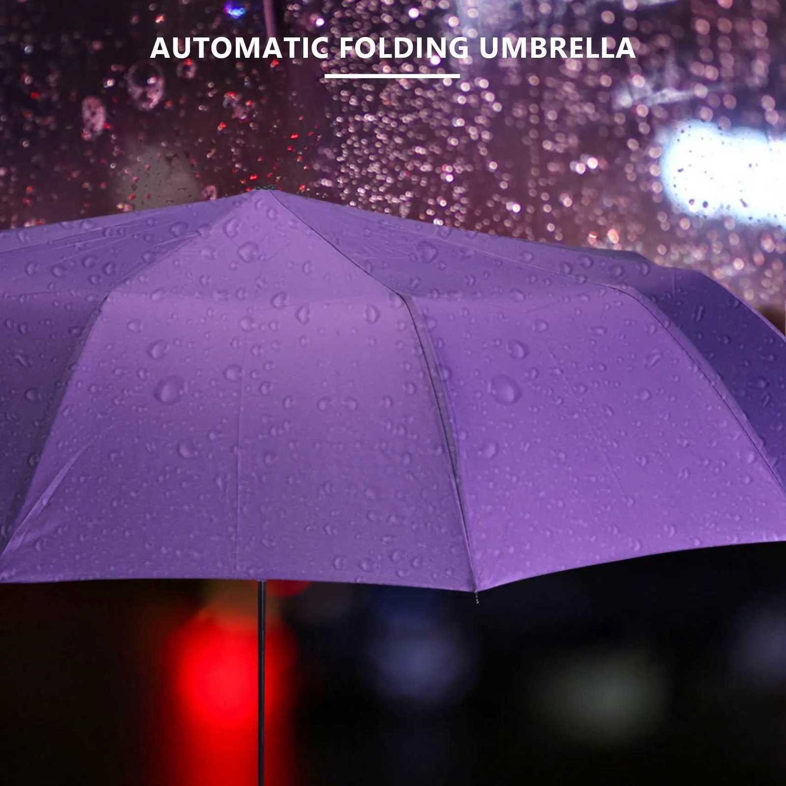 H-W 12 Ribs Handheld Folding Umbrella Windproof Compact TravelAuto Open/Close Large Rain Umbrellas For Mens Women C251117