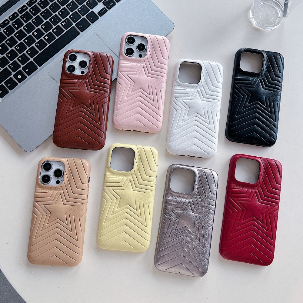 Line Five-Pointed Star Phone Case Compatible with iPhone 16/15 Pro Simple Solid Color Protective Cover iPhone 14 Cartoon
