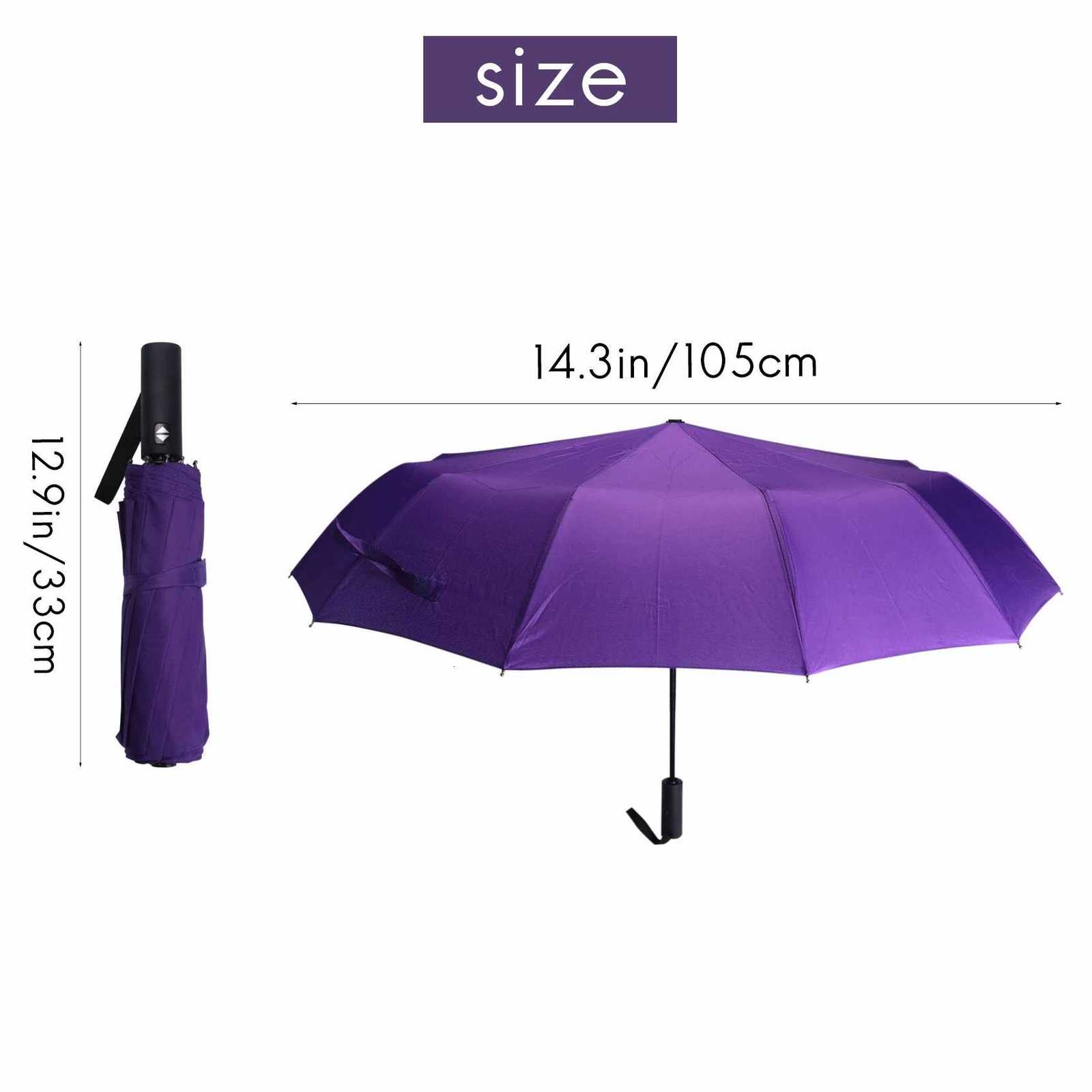 H-W 12 Ribs Handheld Folding Umbrella Windproof Compact TravelAuto Open/Close Large Rain Umbrellas For Mens Women C251117