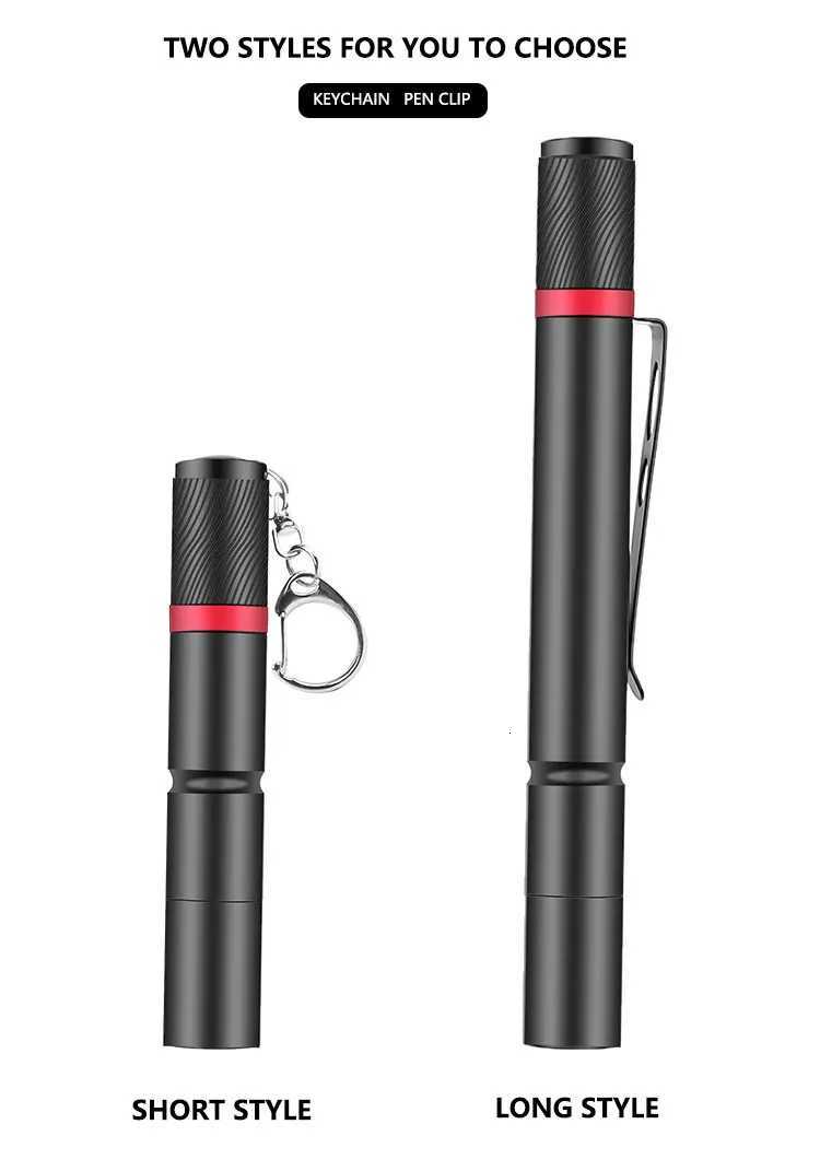 Bright Keychain Flashlight Pen Flashlight Pocket Torch Camping Fishing Super Mini LED Pen Clip Check Light AAA Battery Free Ship M251117