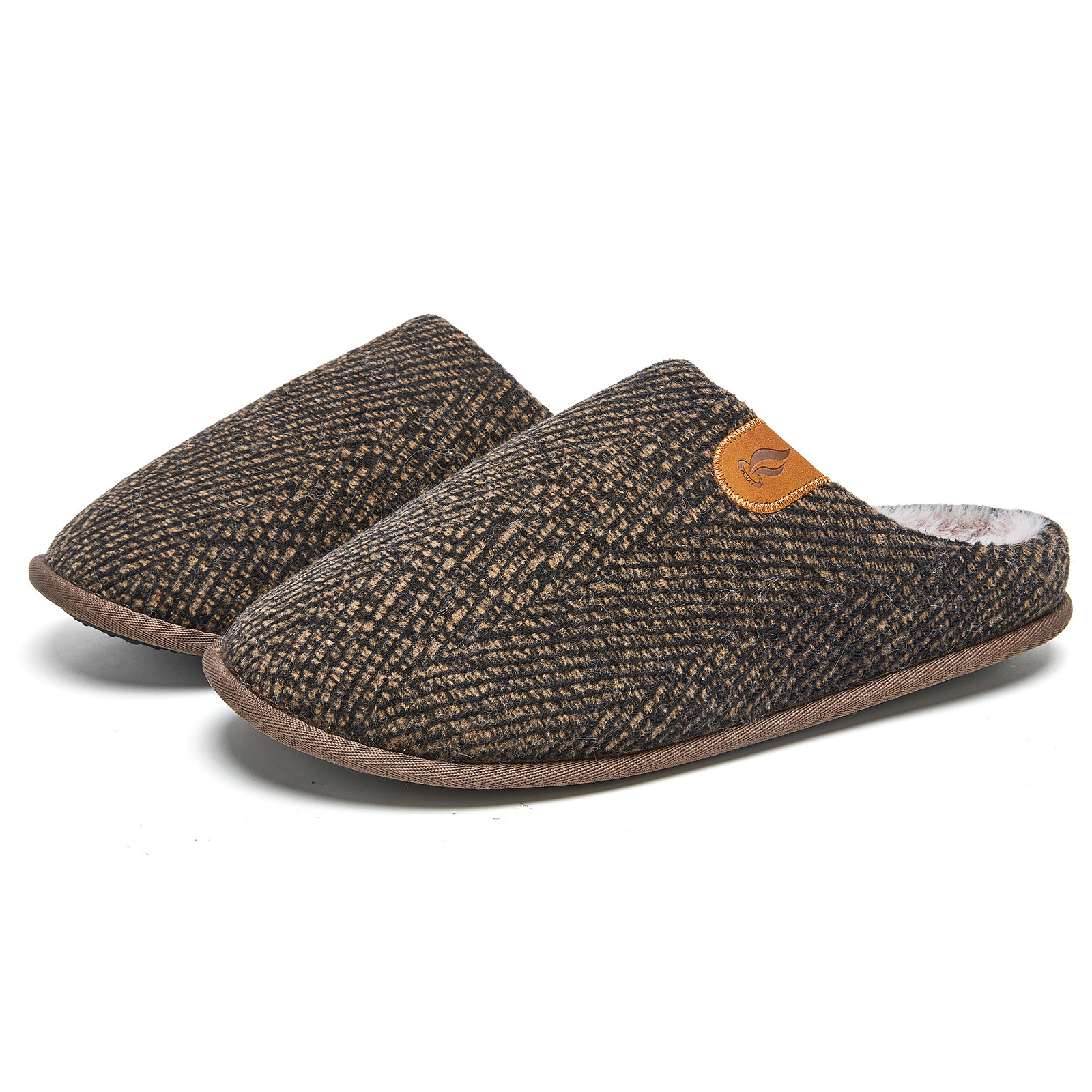 Pmoiste Stripe Corduroy House Shoes Men Warm Soft Cushion Memory Foam Home Slippers Slip On Winter Indoor High-quality 251106