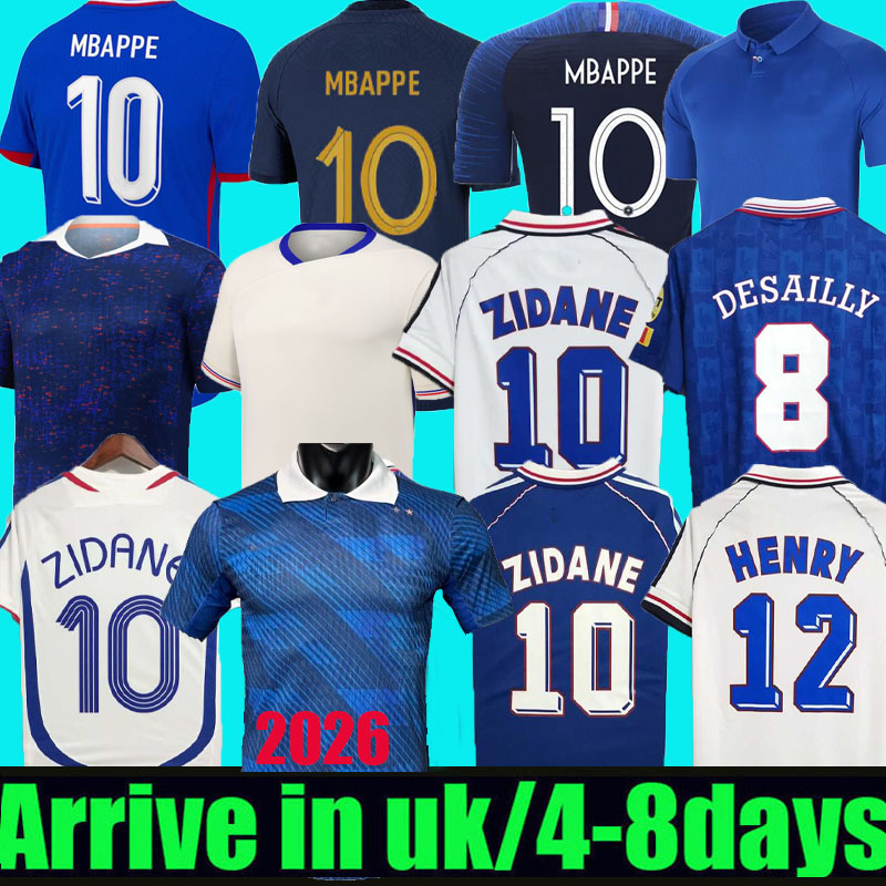 maillot de foot french soccer jerseys mbappe 25 26 francia GRIEZMANN DEMBELE KOLO MUANI CAMAVINGA ZIDANE DESAILLY retro 2025 2026 1998 1994 men Kids kit home away